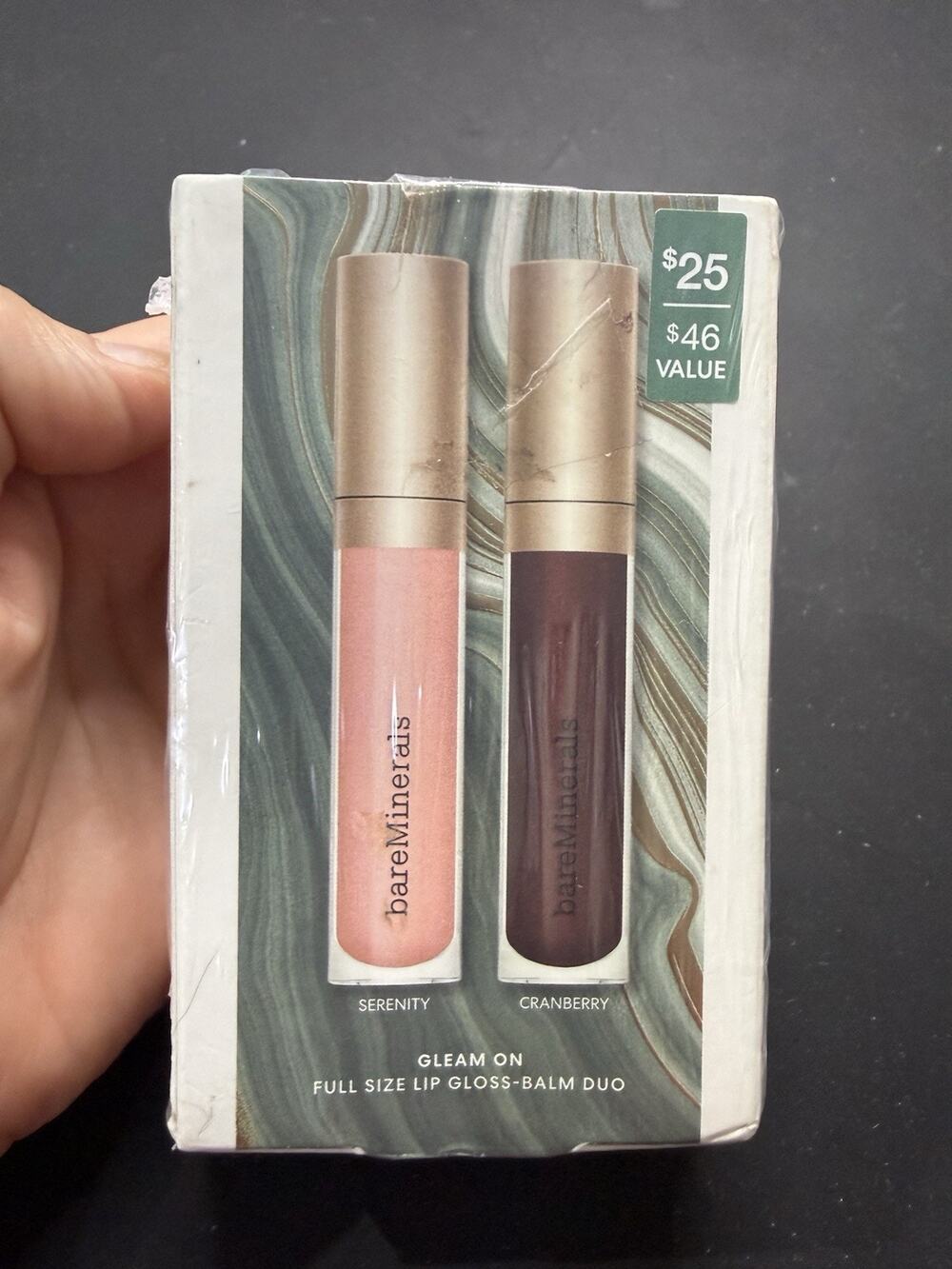 bareMinerals Lip Gloss Full-size -Balm Duo - Gleam On - 0.13 oz each